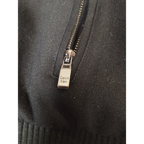 Vintage Calvin Klein Wool Bomber Jacket Men’s 2XL Black Collared Designer Coat - Picture 6 of 15